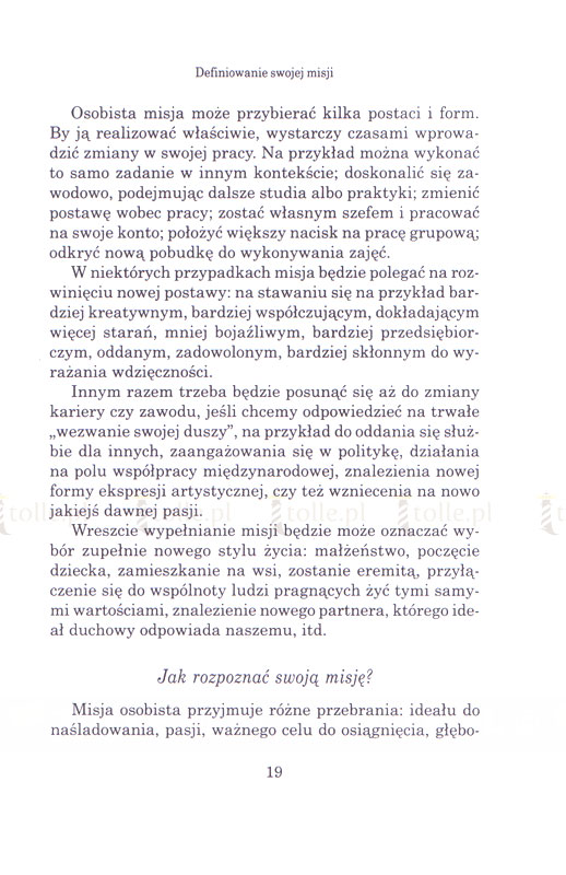 Twoja misja. Jak odkryć swój życiowy cel? Seria: Psychologia i wiara - Klub Książki Tolle.pl